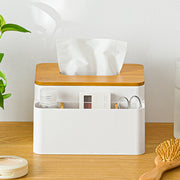 Tissue Box Organizer with Bamboo Lid