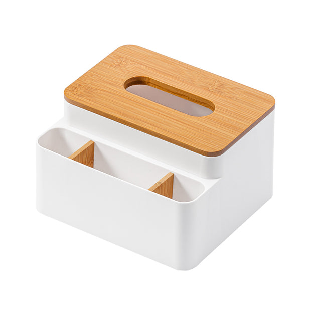 Tissue Box Organizer with Bamboo Lid