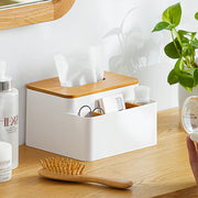 Tissue Box Organizer with Bamboo Lid