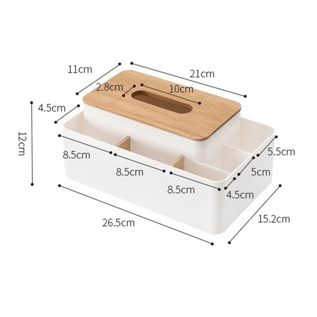 Multifunctional Tissue Box with Bamboo Lid