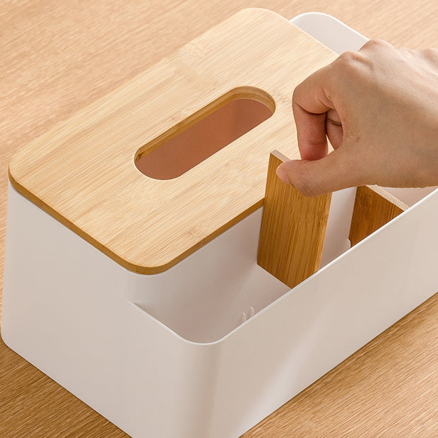 Multifunctional Tissue Box with Bamboo Lid