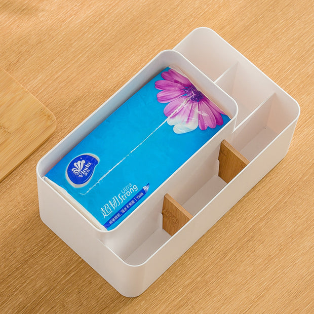 Multifunctional Tissue Box with Bamboo Lid