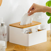 Tissue Box Organizer with Bamboo Lid