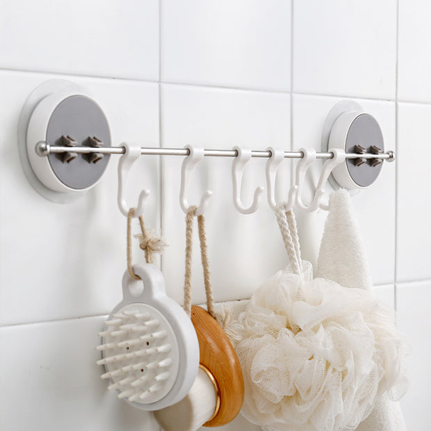 Single Bar with Hooks (Stick On) on Wall