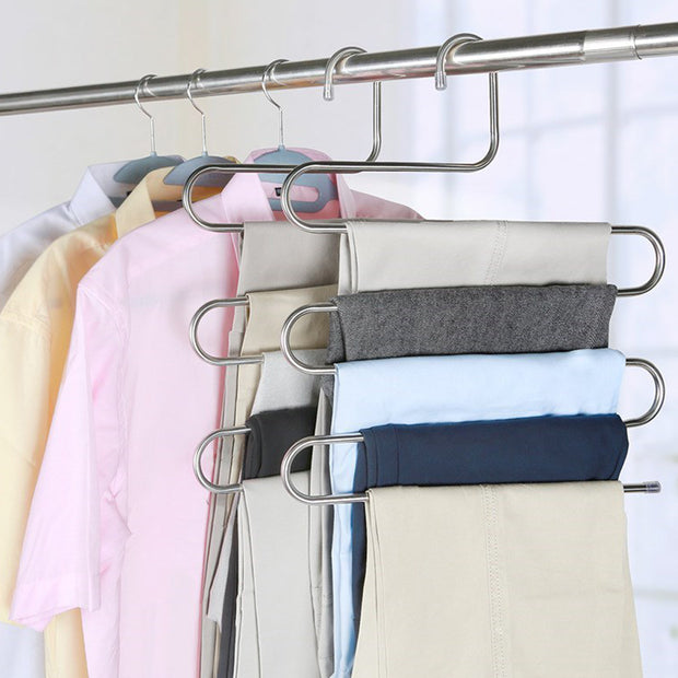 Stainless Steel Multi Layer Hanger Hook on Rod with Pants