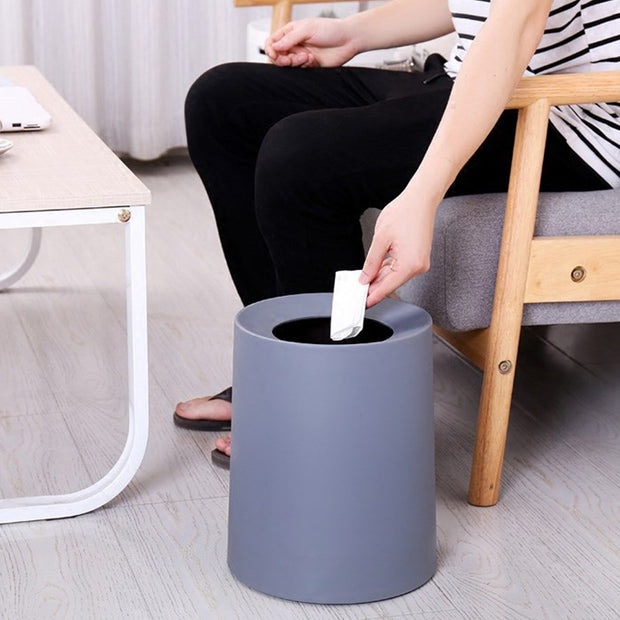 Throwing Waste into Grey Large Matte Thrash Bin (12L) 