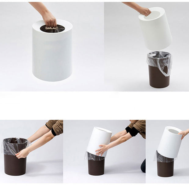 White Large Matte Thrash Bin (12L) with Plastic Bag