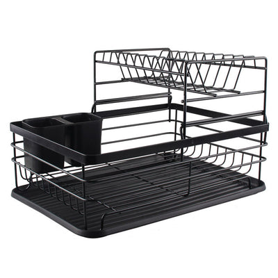 Double Layer Dish Rack Organizer - Black