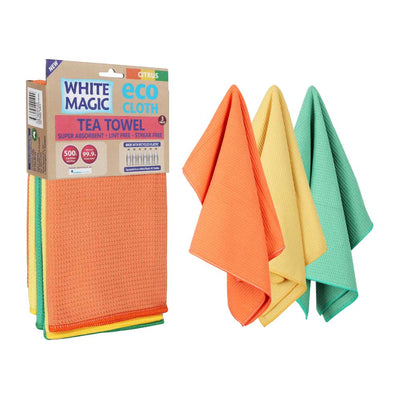 3pcs White Magic Tea Towel - Citrus