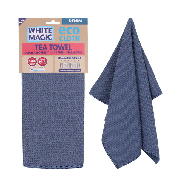 White Magic Eco Cloth Tea Towel - Denim